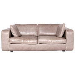 Machalke Valentino Designer Leather Sofa Gray Real Leather Two-Seat Couch