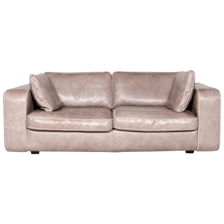 Machalke Valentino Designer Leather Sofa Gray Real Leather Two-Seat Couch  at 1stDibs | real leather sofas, sofa valentino