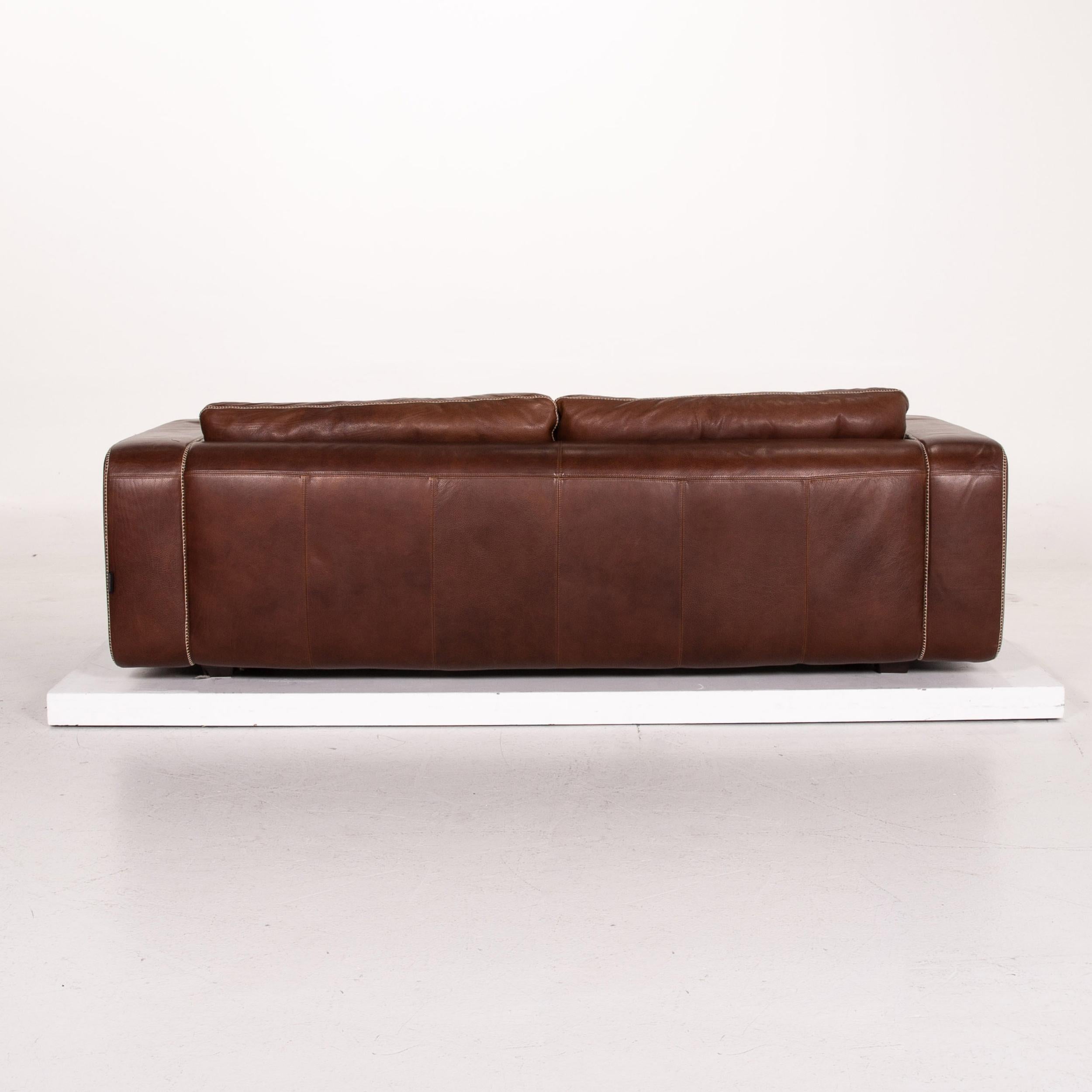 Machalke Valentino Leather Sofa Brown Three-Seat Couch For Sale 5