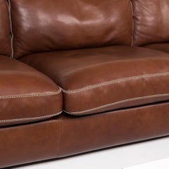Machalke Valentino Leather Sofa Brown Three-Seat Couch