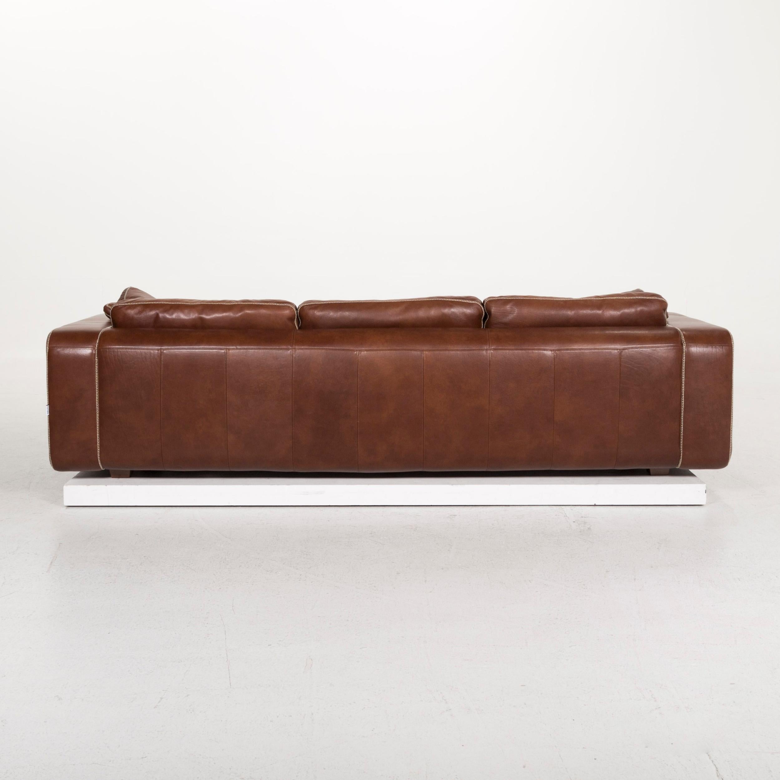 Contemporary Machalke Valentino Leather Sofa Brown Three-Seat Couch