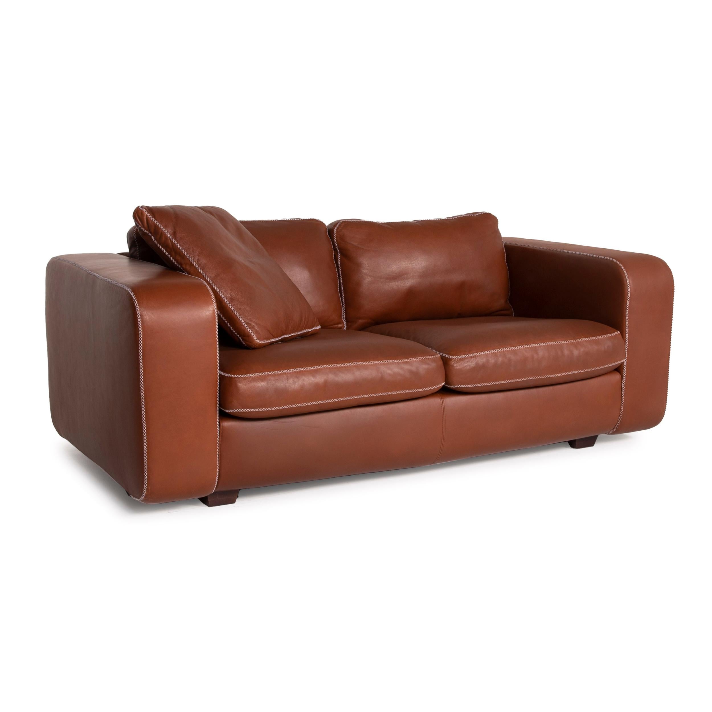 Machalke Valentino Ledersofa Brown Zweisitzer (21. Jahrhundert und zeitgenössisch)