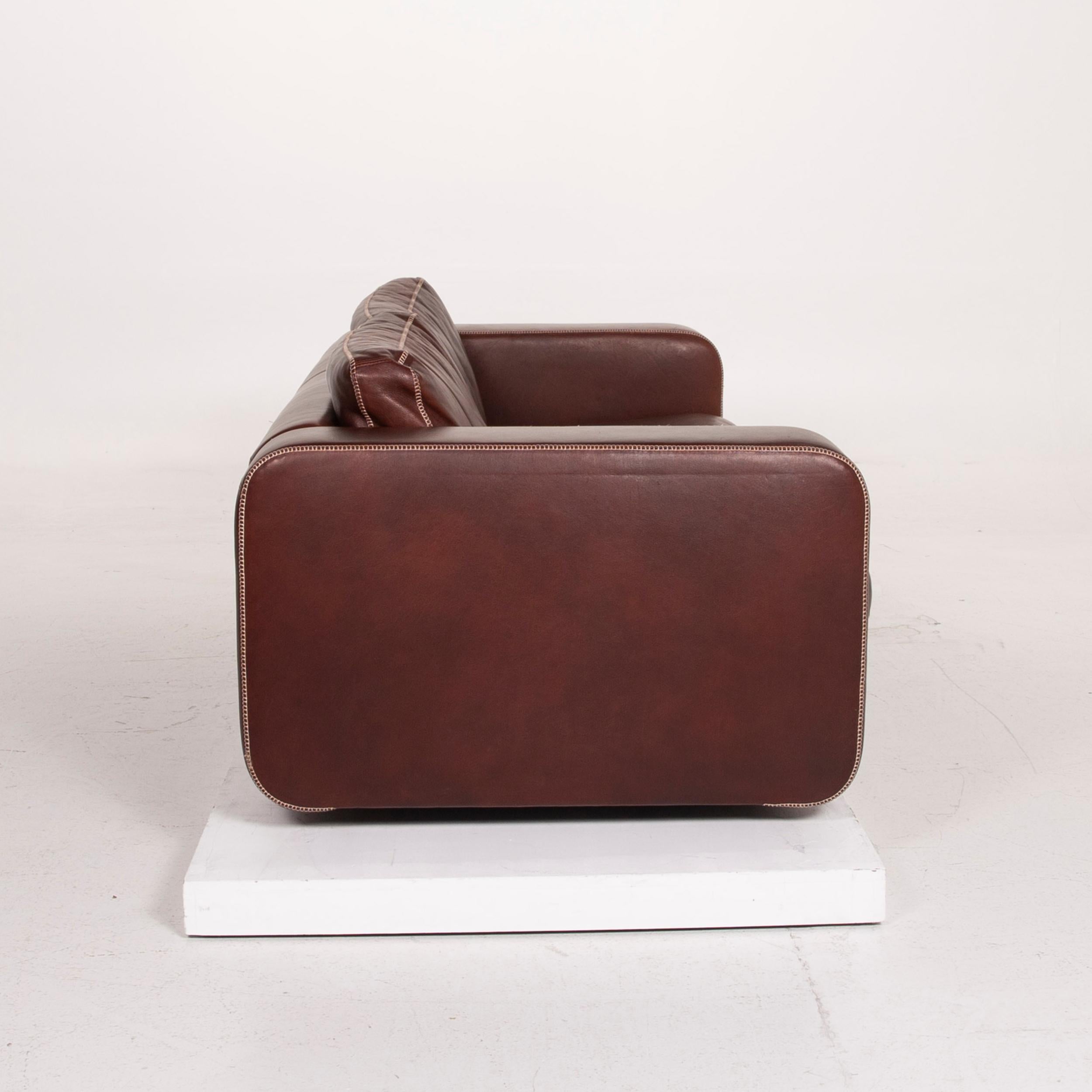 Machalke Valentino Leather Sofa Dark Brown Three-Seat For Sale 1