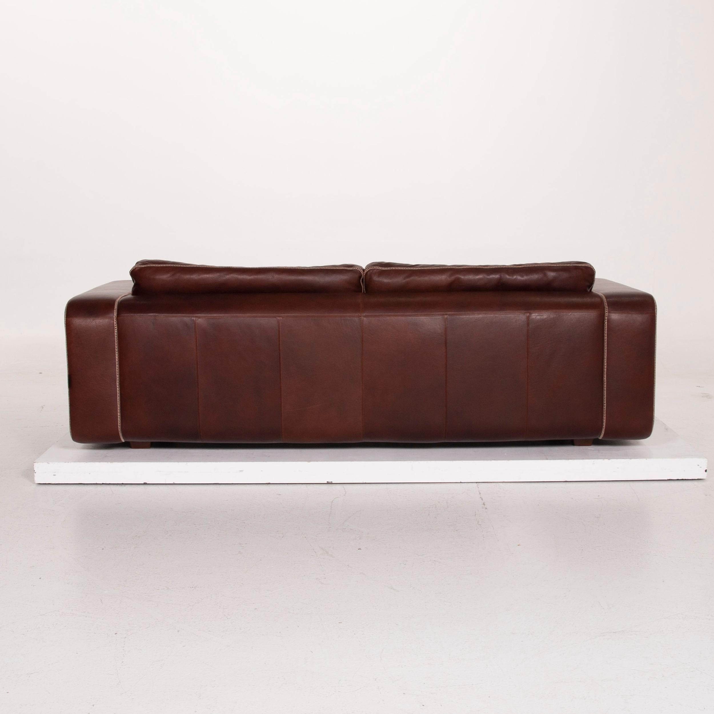 Machalke Valentino Leather Sofa Dark Brown Three-Seat For Sale 2