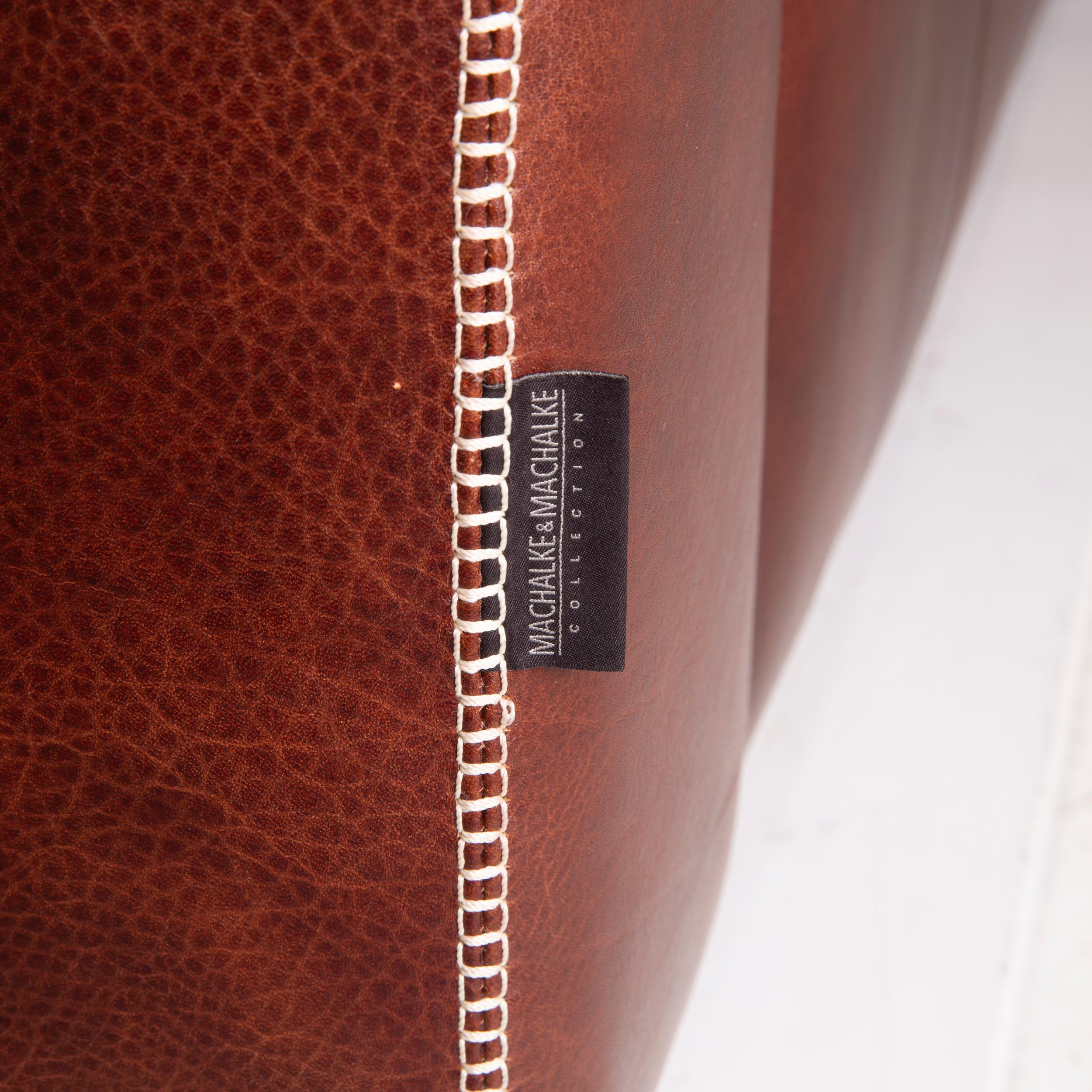 Bosnian Machalke Valentino Leather Sofa Dark Brown Three-Seat For Sale