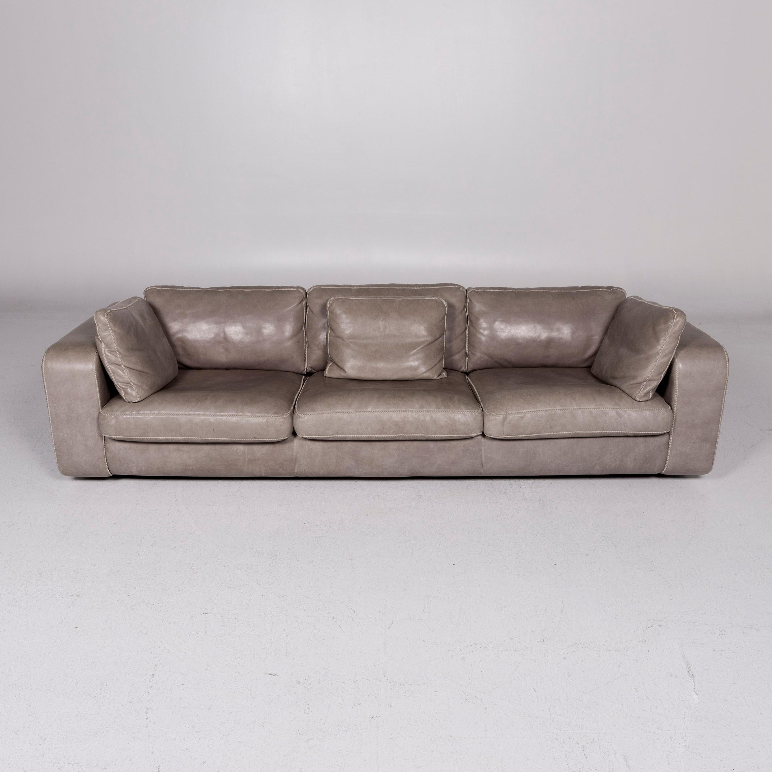 Machalke Valentino Leather Sofa Gray Three-Seat Couch For Sale 2
