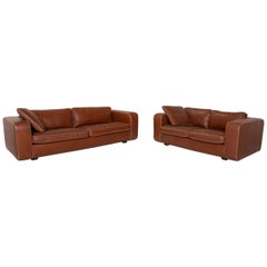 Machalke Valentino Leather Sofa Set Brown 1x Three-Seater 1x Two-Seater Set