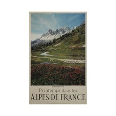 Circa 1960 Original French Travel Poster Spring in the French Alps by Machatchek