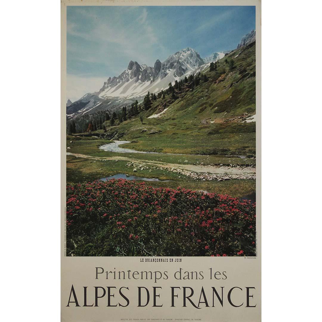 Circa 1960 Original French Travel Poster Spring in the French Alps by Machatchek