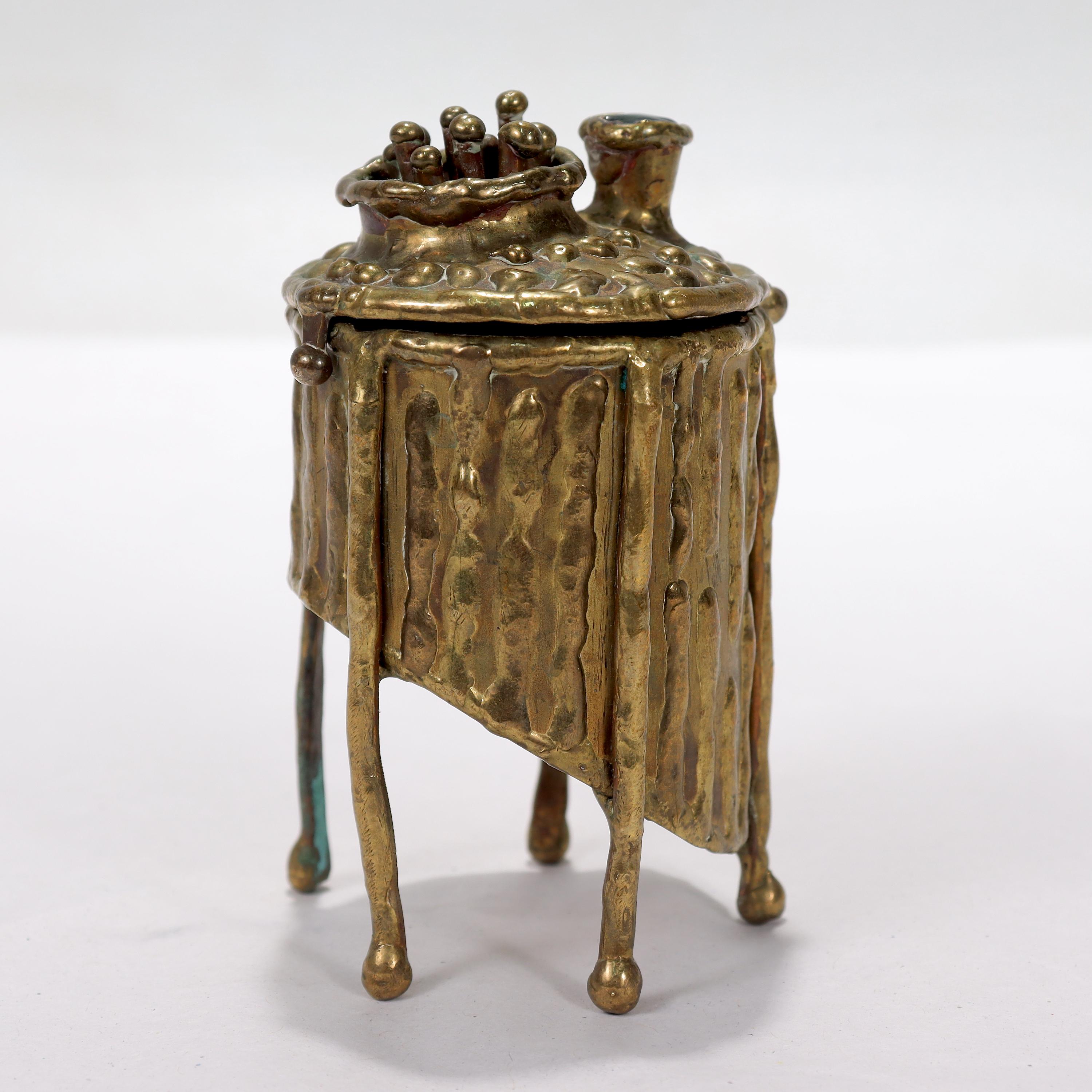 Maches Mexican Brutalist Bronze Slanted Dresser Box In Good Condition For Sale In Philadelphia, PA