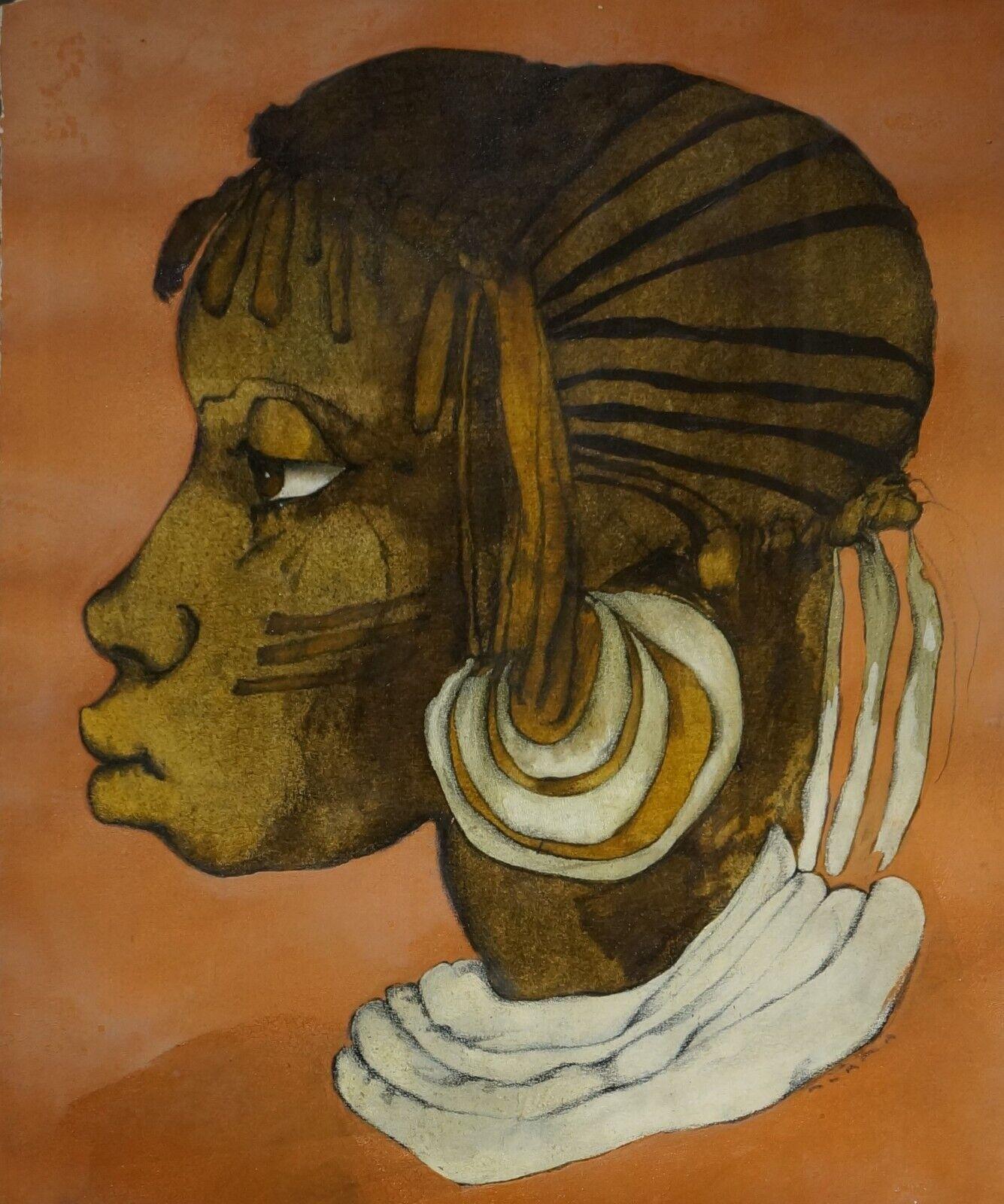 Machiel Hopman (1928–2001) 
Portrait of an African woman 
Signed bottom right Nzama (pseudonym) 
Oil on paper 
Dimensions: approx. 39 x 32 cm. (excl. passe-partout and frame)

In his native city of The Hague, he studied at the Academy of Fine Arts