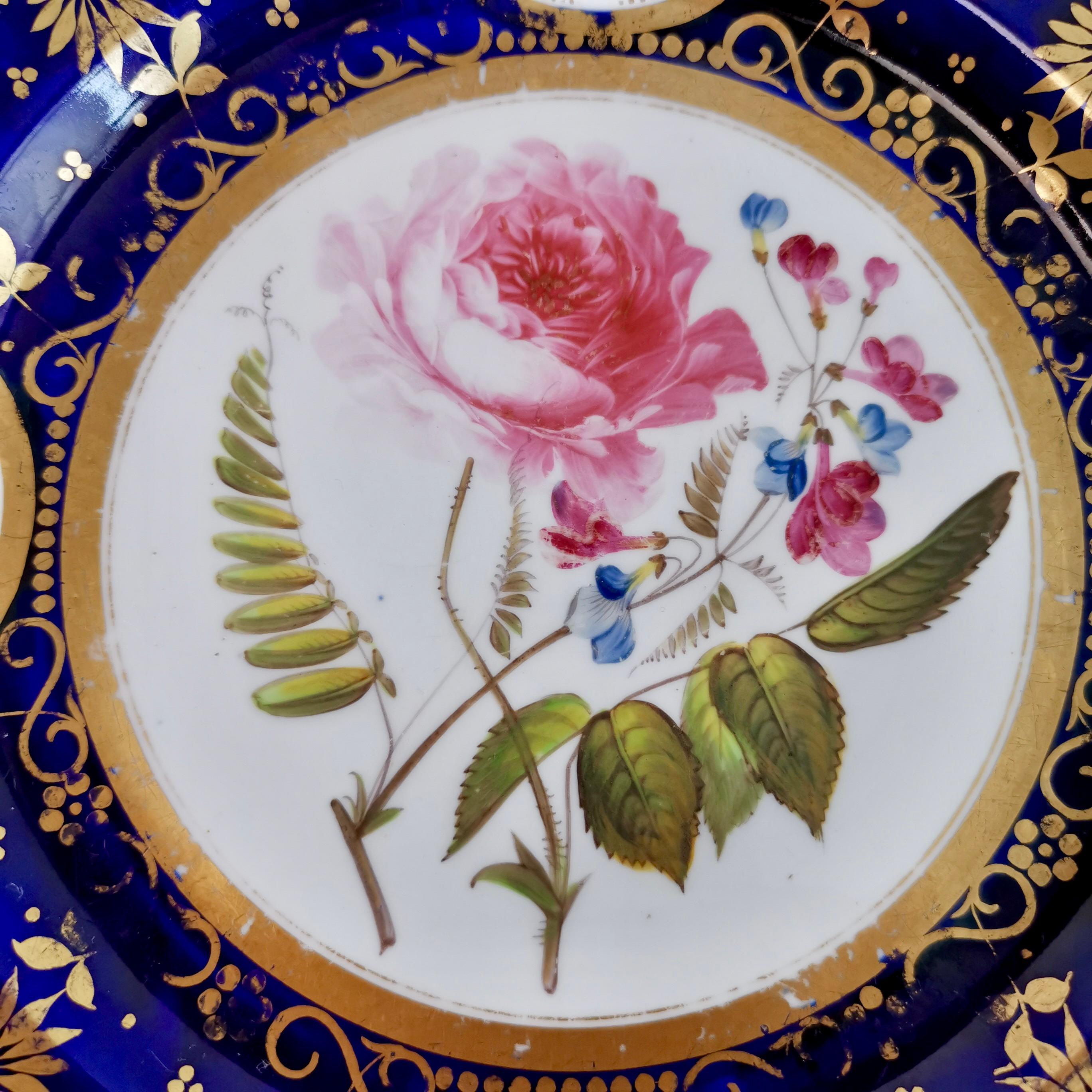 Machin Dessert Service, Moustache Shape, Cobalt Blue with Flowers, ca 1825 3