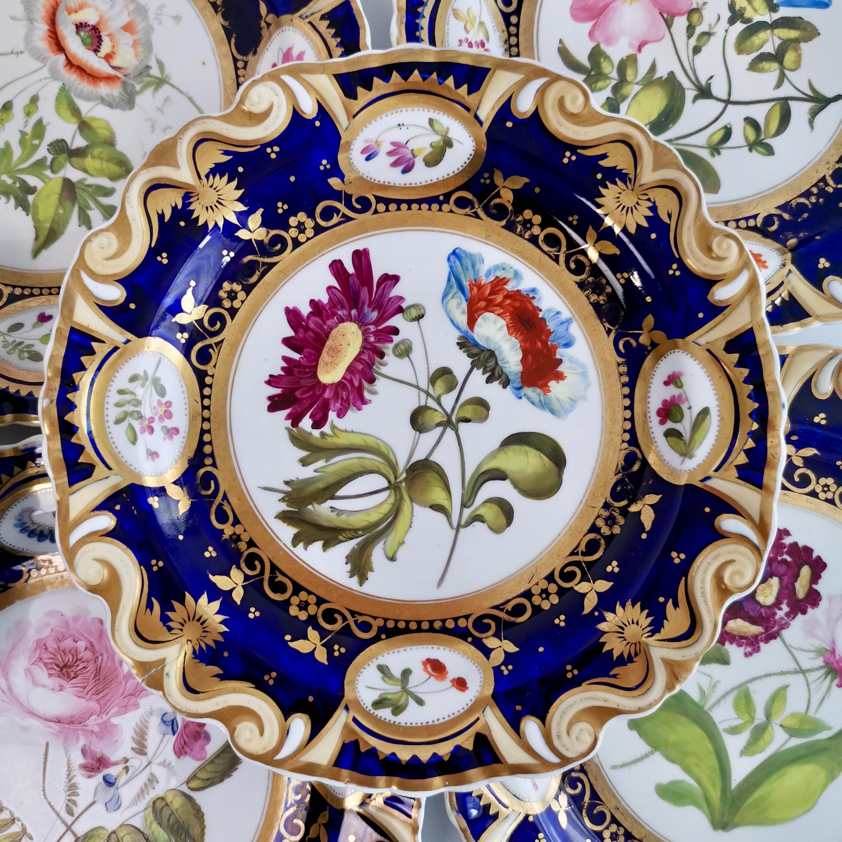 Machin Dessert Service, Moustache Shape, Cobalt Blue with Flowers, ca 1825 4