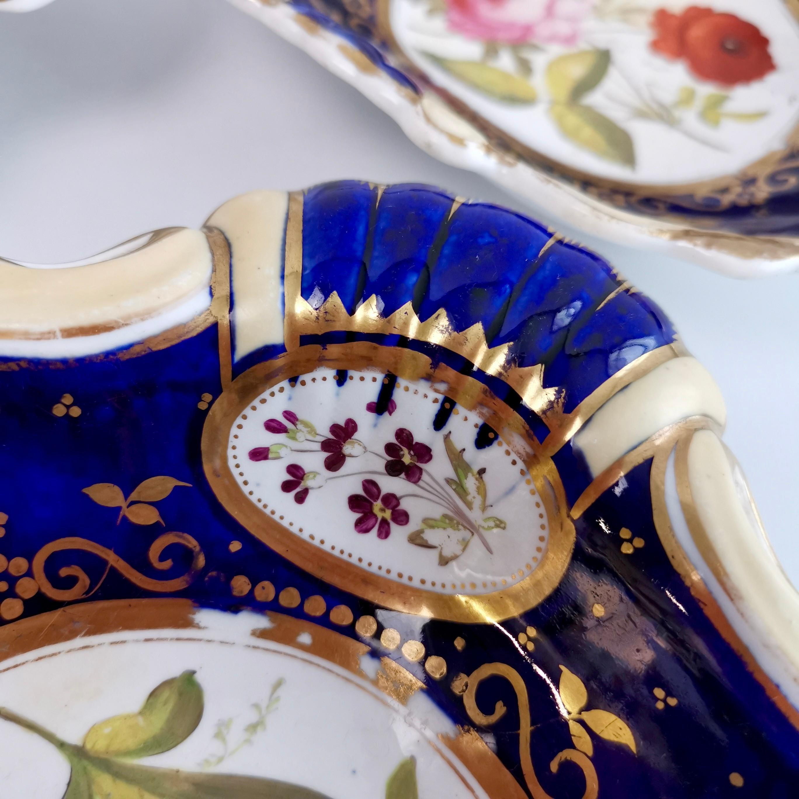 Machin Dessert Service, Moustache Shape, Cobalt Blue with Flowers, ca 1825 9