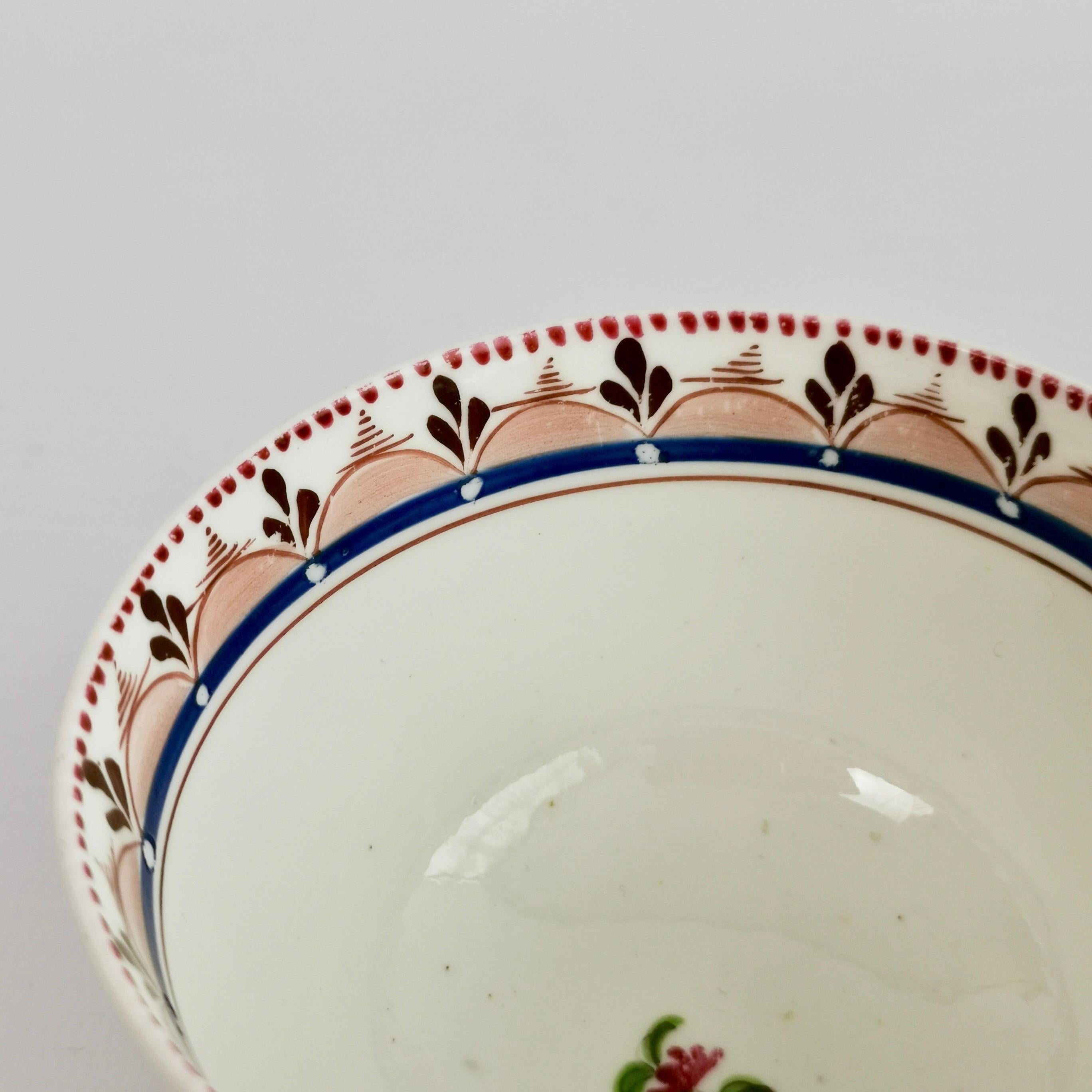 Early 19th Century Machin Orphaned Porcelain Tea Bowl, White with Flowers, 1812-1815