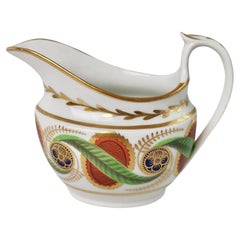 Antique Machin Porcelain Creamer or Milk Jug, Neoclassical, Green and Red, 1812-1815