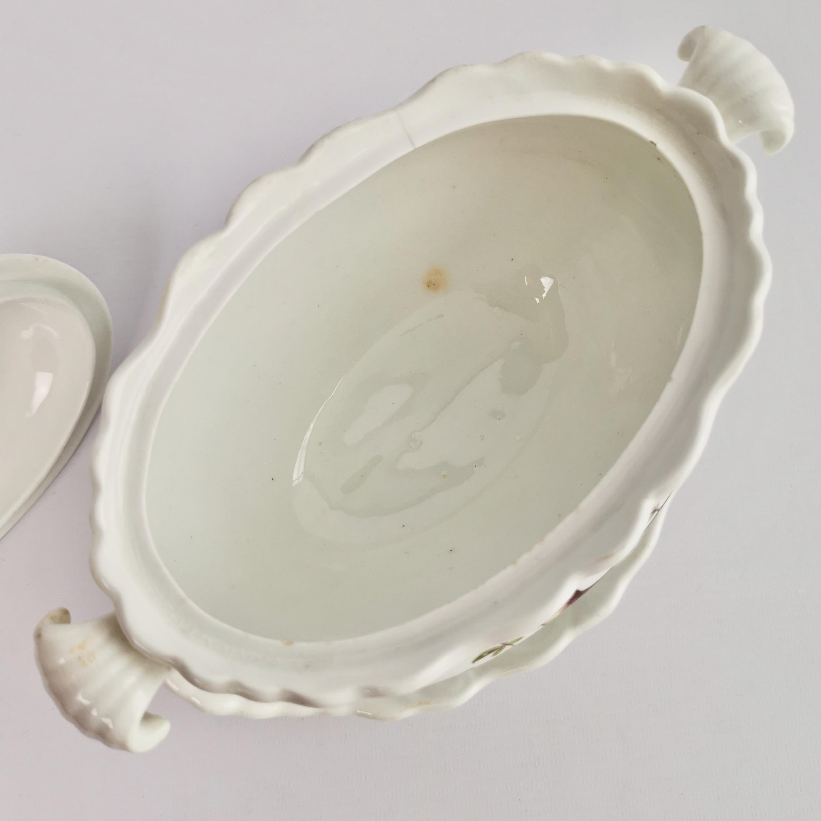 Machin Porcelain Dessert Service, Moustache Shape, White, Birds, Regency ca 1820 7