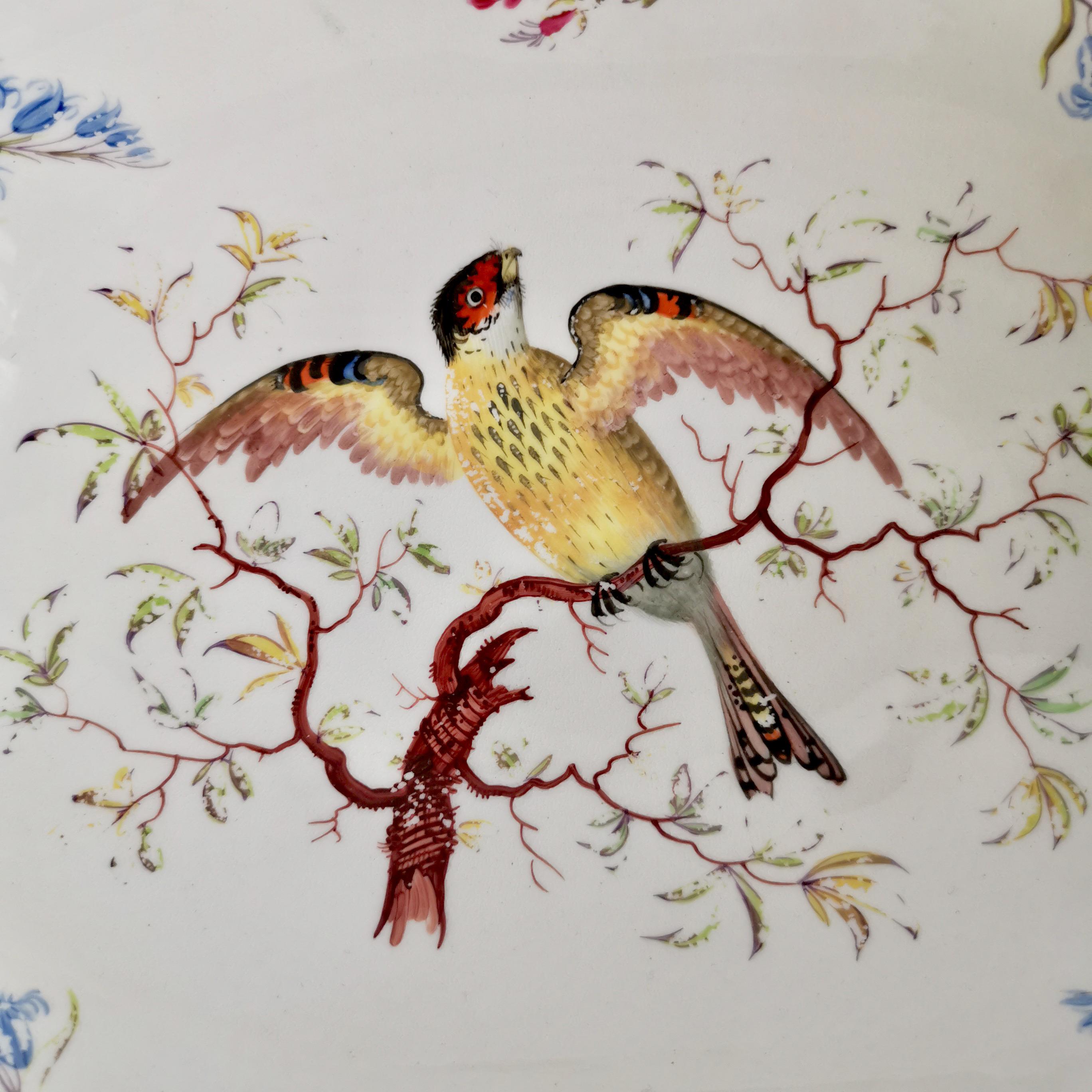 Machin Porcelain Dessert Service, Moustache Shape, White, Birds, Regency ca 1820 10