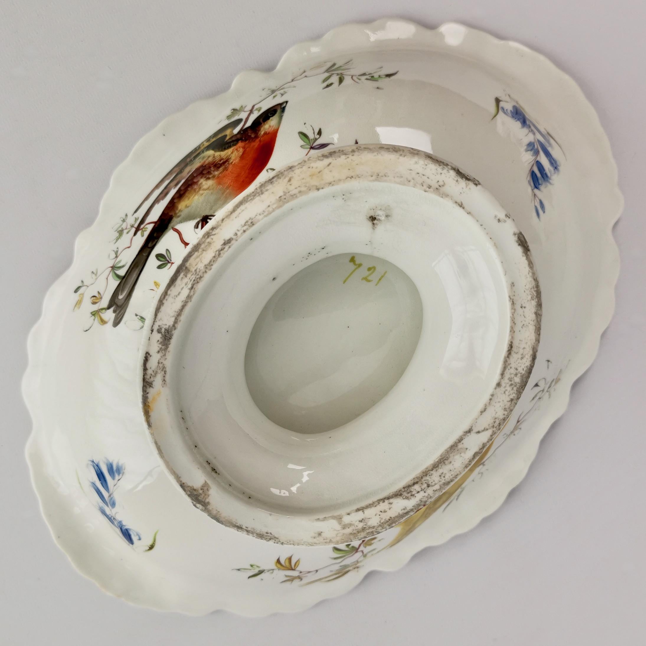 Machin Porcelain Dessert Service, Moustache Shape, White, Birds, Regency ca 1820 11