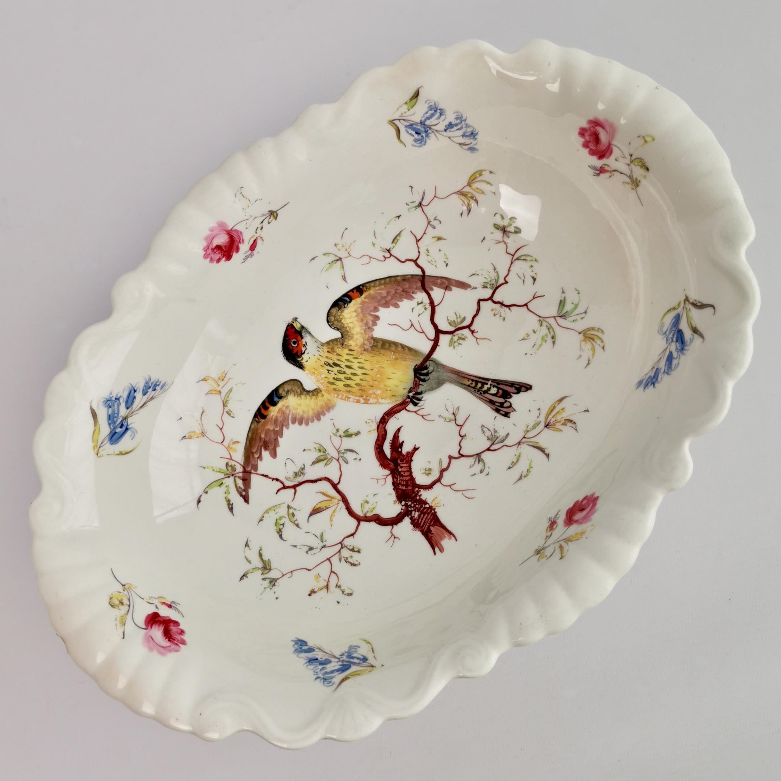 Early 19th Century Machin Porcelain Dessert Service, Moustache Shape, White, Birds, Regency ca 1820