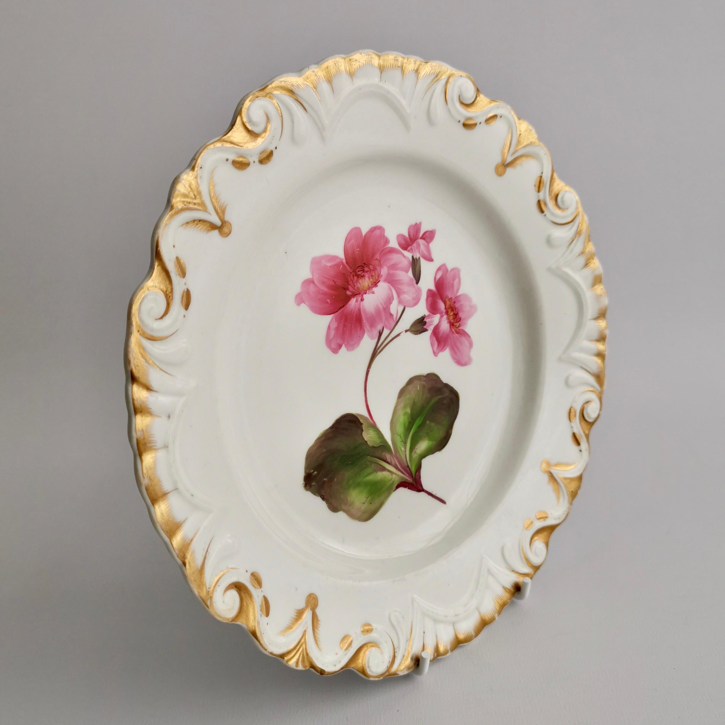 Machin Porcelain Plate, White, Moustache Shape with Pink Flower, Regency 3