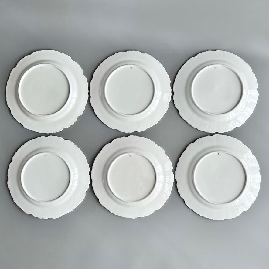 Machin Set of 6 Plates, Moustache Shape, White with Flowers, ca 1825 For Sale 9