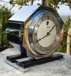 Machine Age 1930s Art Deco Chrome Clock by Smiths, England