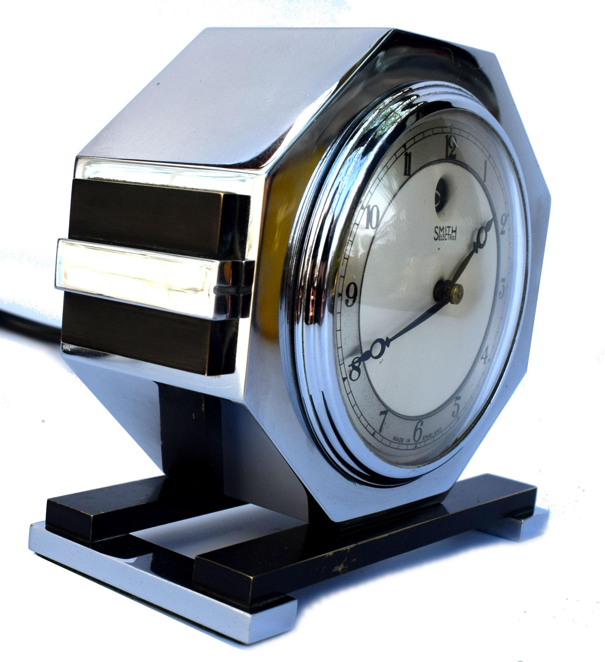 Maschinenzeitalter 1930er Art Deco Chrom Uhr von Smiths:: England (Englisch) im Angebot