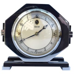 Vintage Machine Age 1930s Art Deco Chrome Clock by Smiths, England