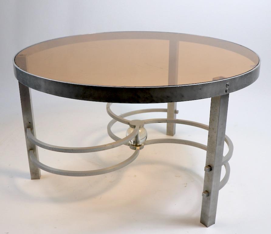 Machine Age Aluminum and Glass Table In Good Condition For Sale In New York, NY