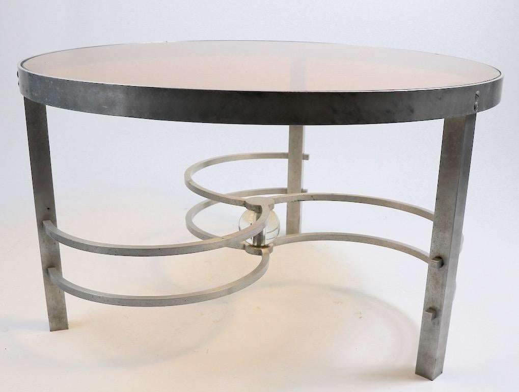 20th Century Machine Age Aluminum and Glass Table For Sale