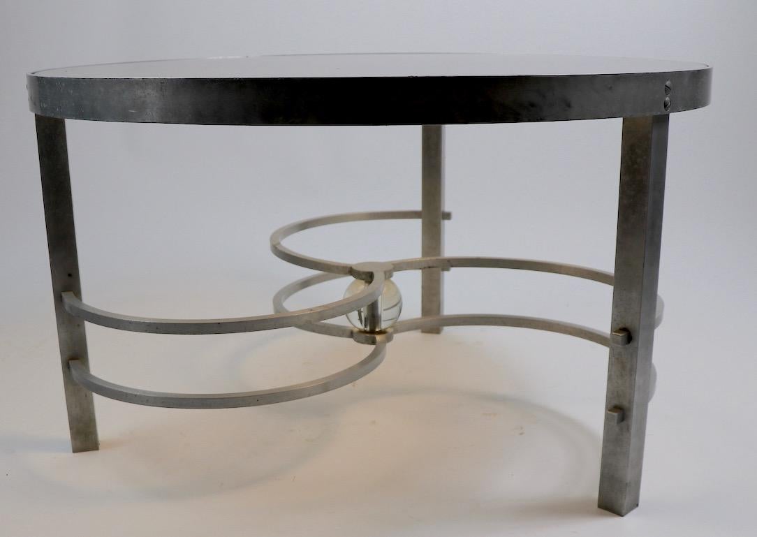 Machine Age Aluminum and Glass Table For Sale 1