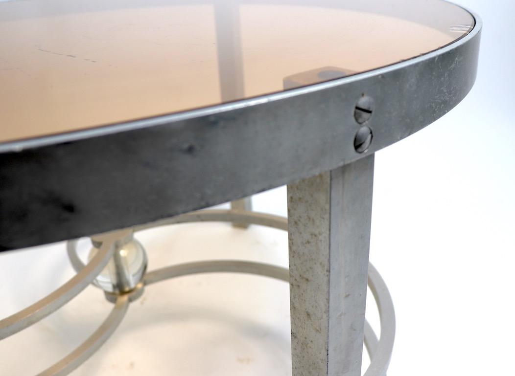 Machine Age Aluminum and Glass Table For Sale 4