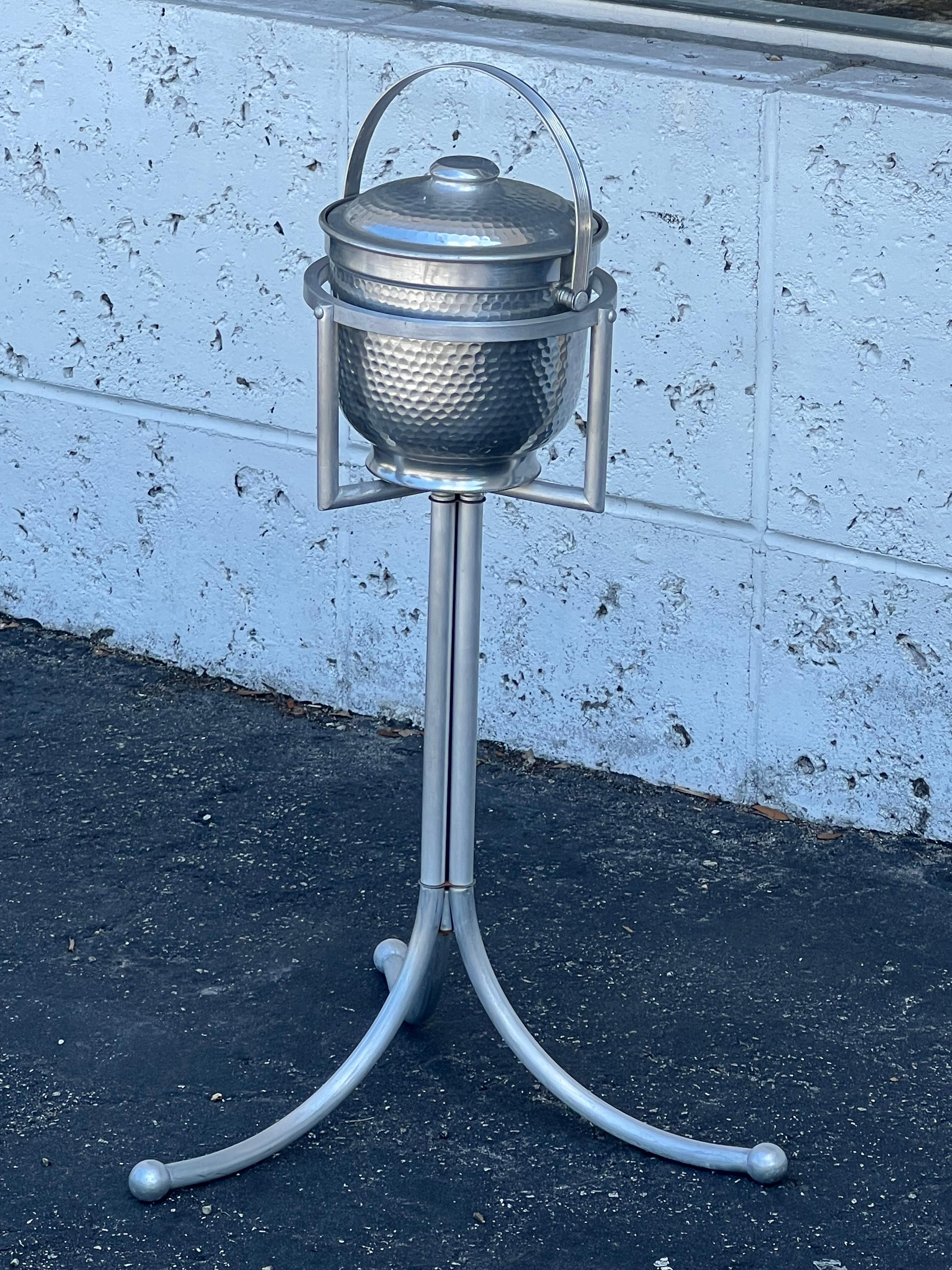 American Machine Age Aluminum Tripod Stand With Ice Bucket! For Sale