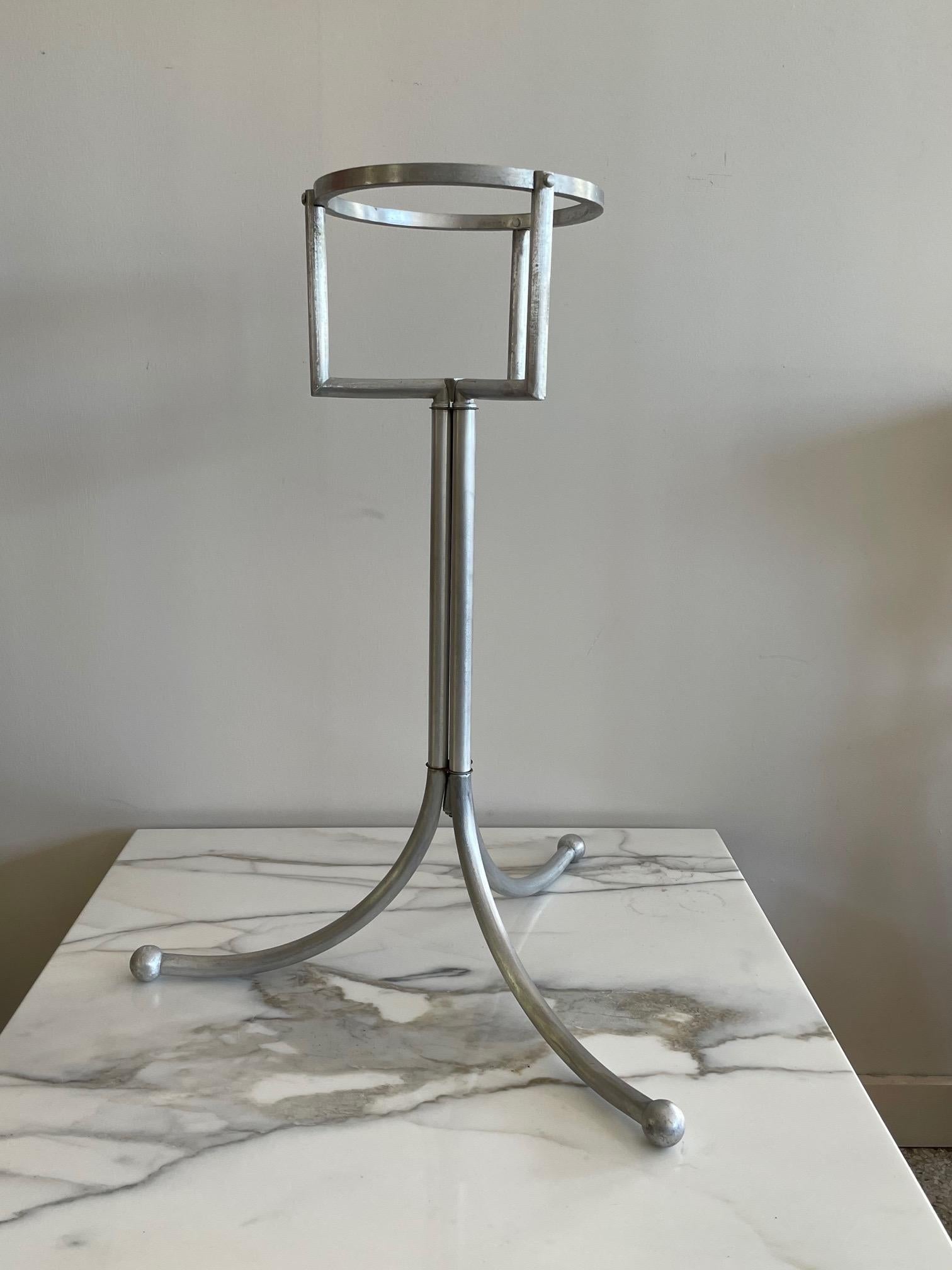 Machine Age Aluminum Ice Bucket Stand In Good Condition For Sale In St.Petersburg, FL
