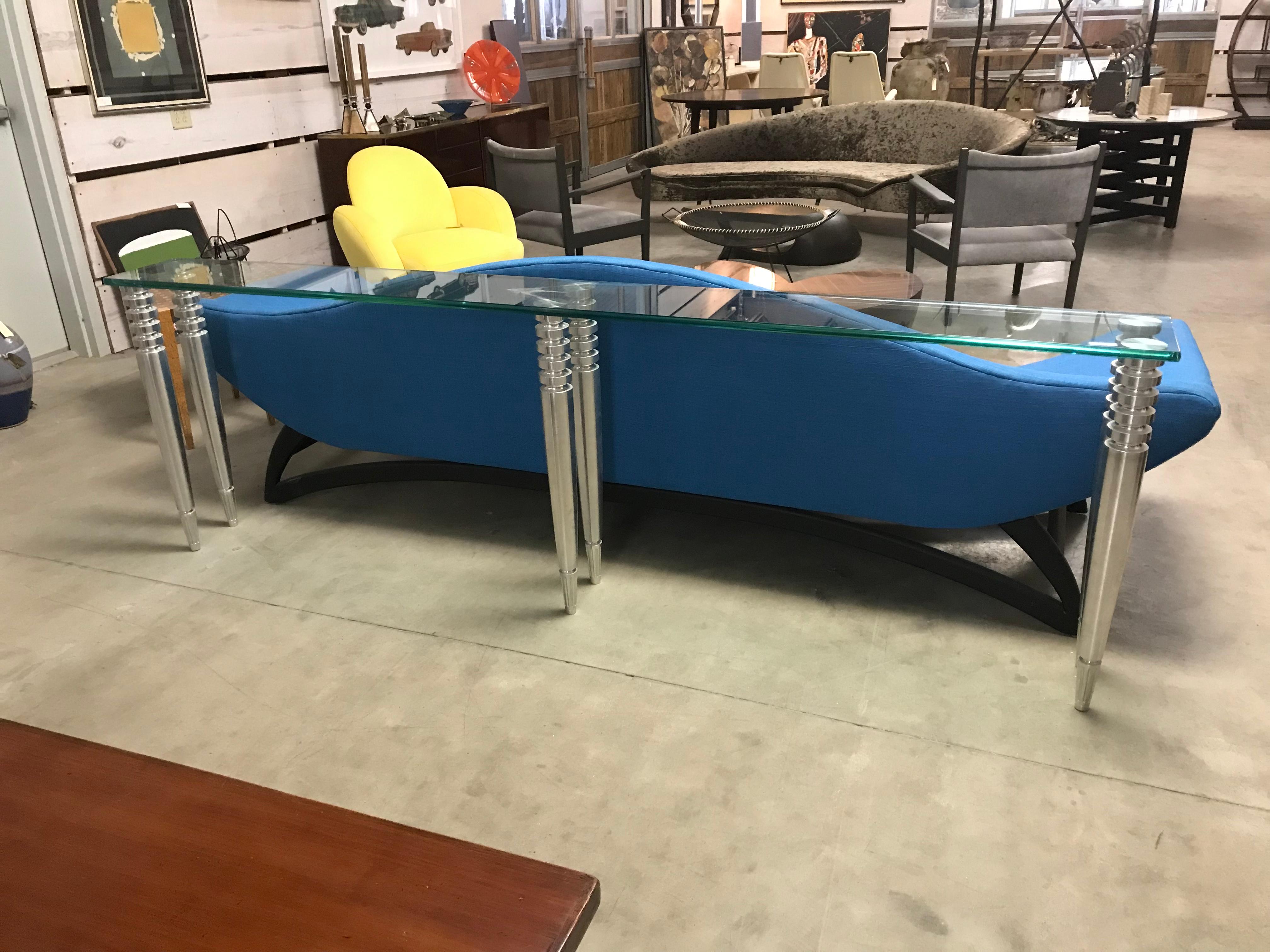 Machine Age Aluminum Long Table For Sale 1