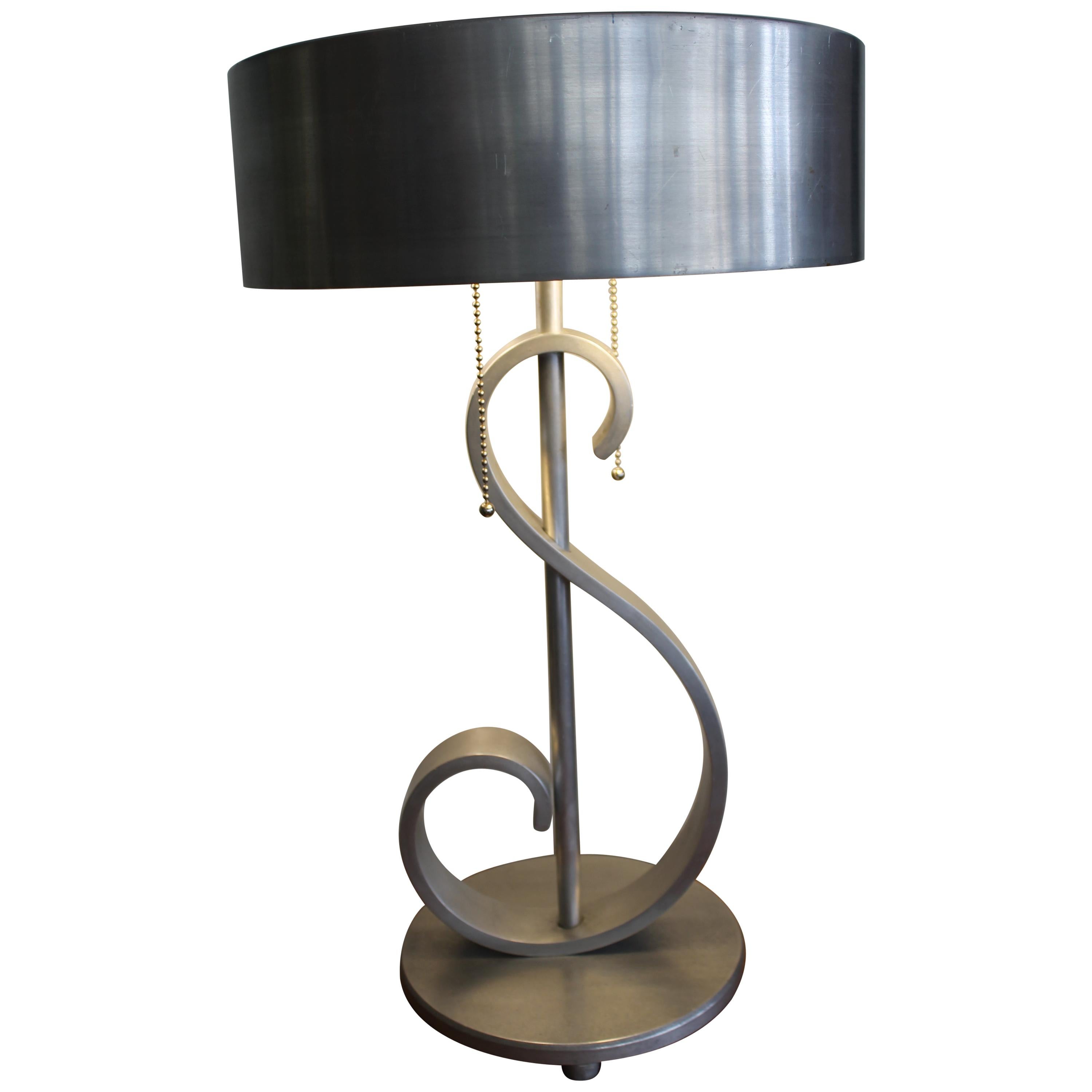 Machine Age Aluminum Musical Note Table Lamp For Sale