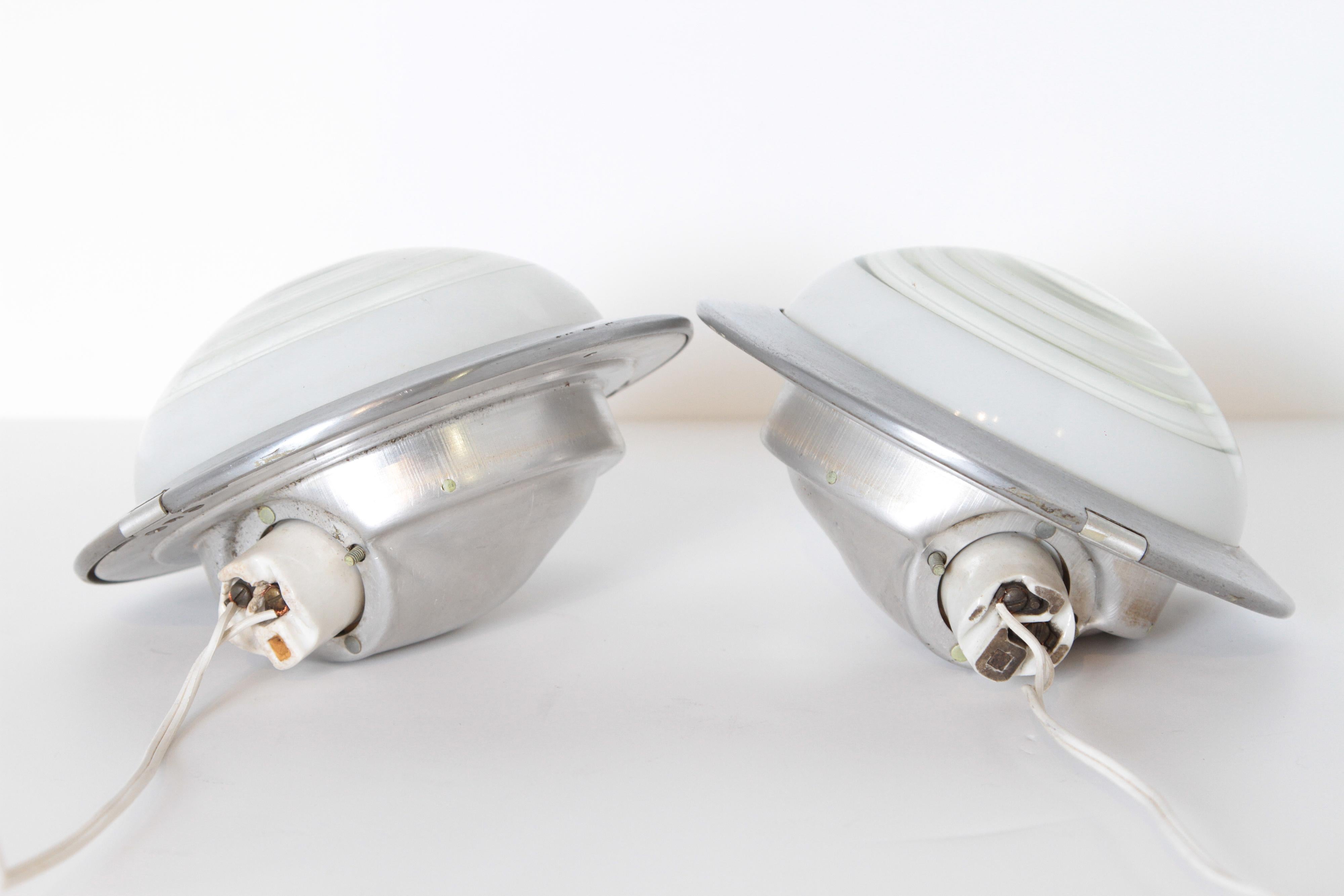 Mid-20th Century Machine Age Art Deco 20th Century Limited Henry Dreyfuss Fixtures Pair Recessed For Sale