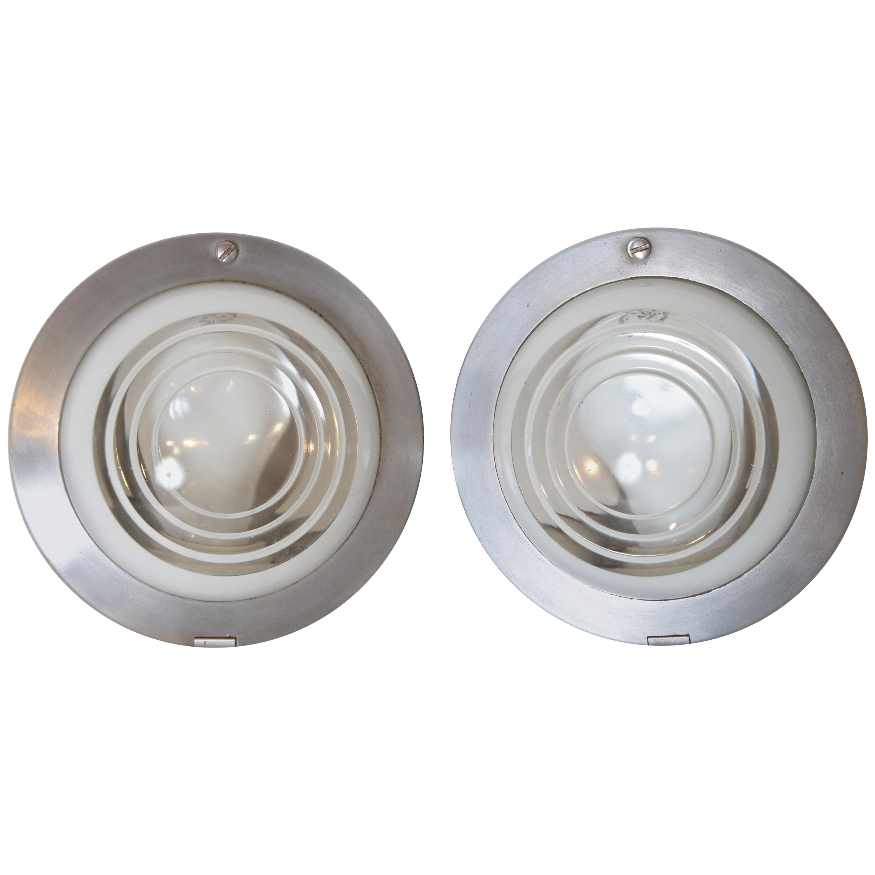 Machine Age Art Deco 20th Century Limited Henry Dreyfuss Fixtures Pair Recessed For Sale