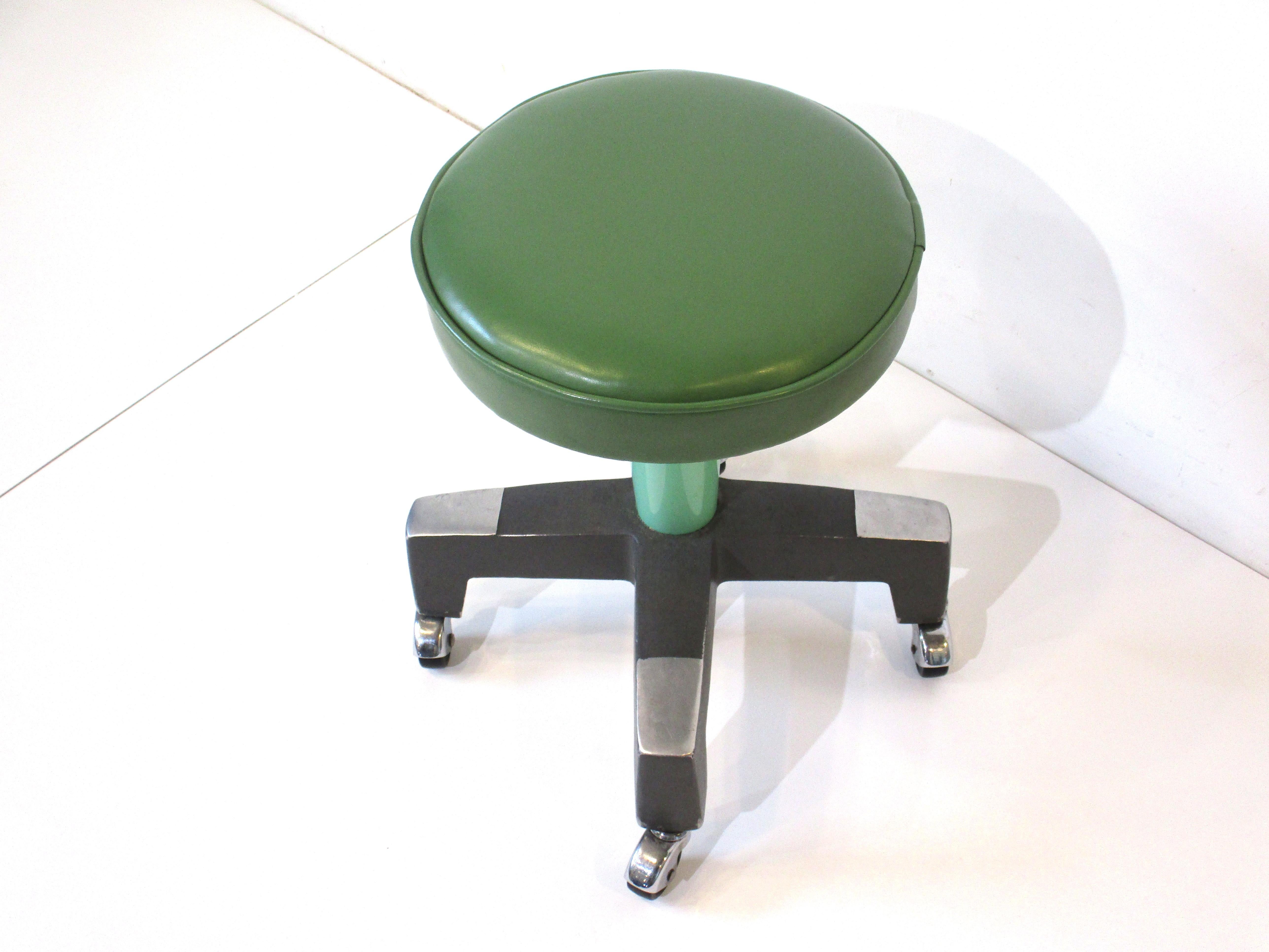 Machine Age Art Deco Adjustable Stool in the Style of Wolfgang Hoffmann, Webber In Good Condition For Sale In Cincinnati, OH