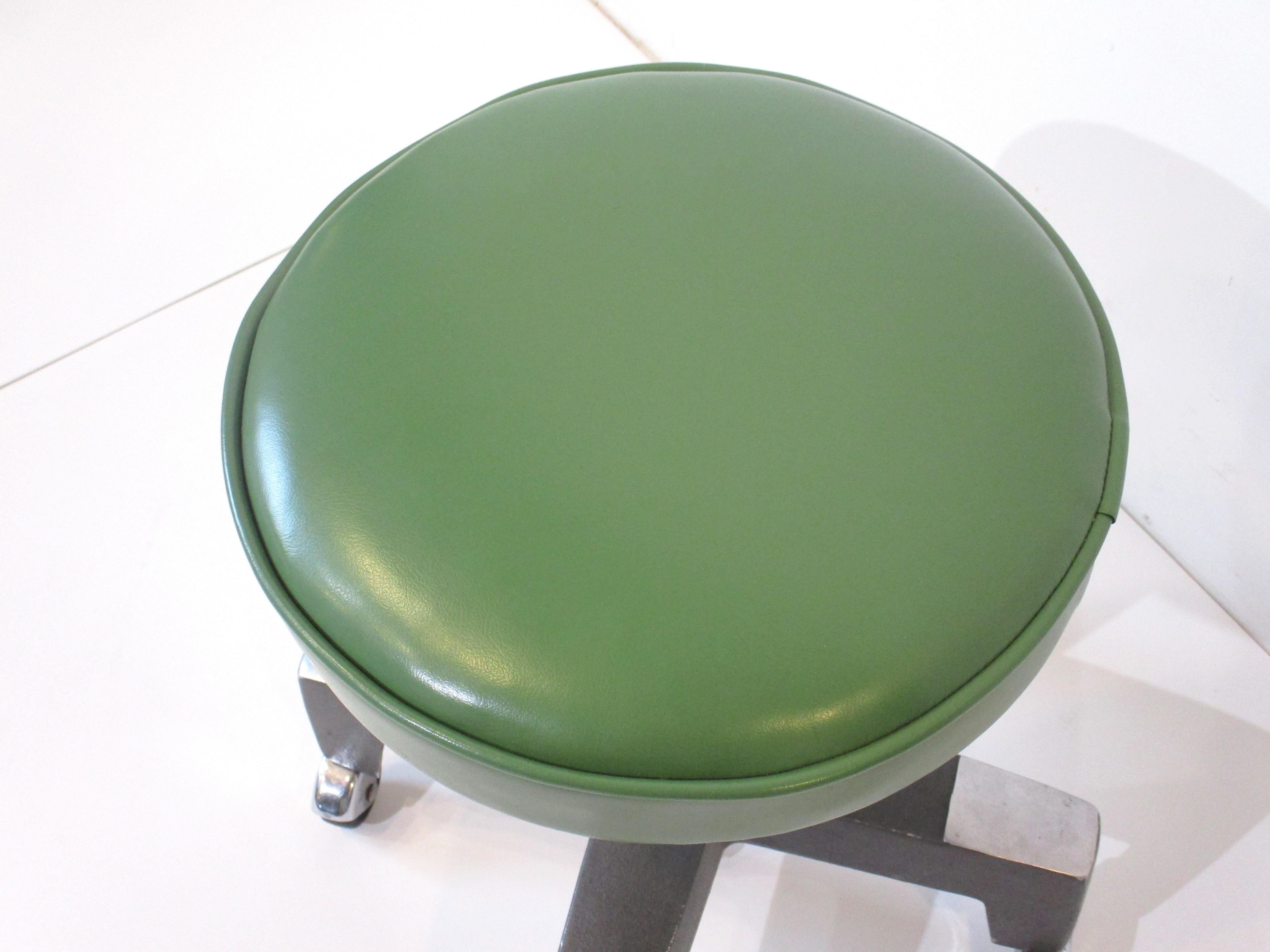 Aluminum Machine Age Art Deco Adjustable Stool in the Style of Wolfgang Hoffmann, Webber For Sale