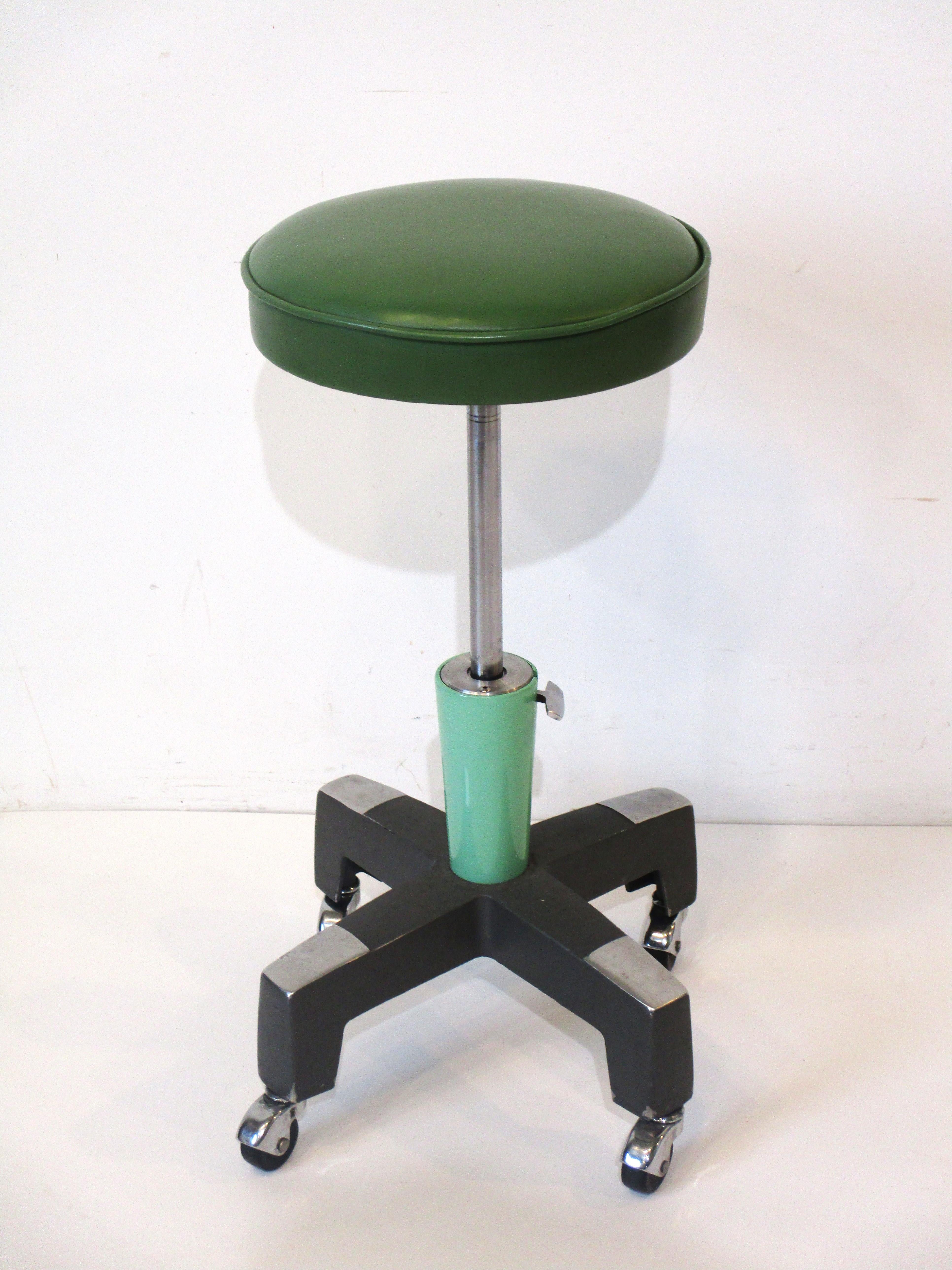 Machine Age Art Deco Adjustable Stool in the Style of Wolfgang Hoffmann, Webber For Sale 3