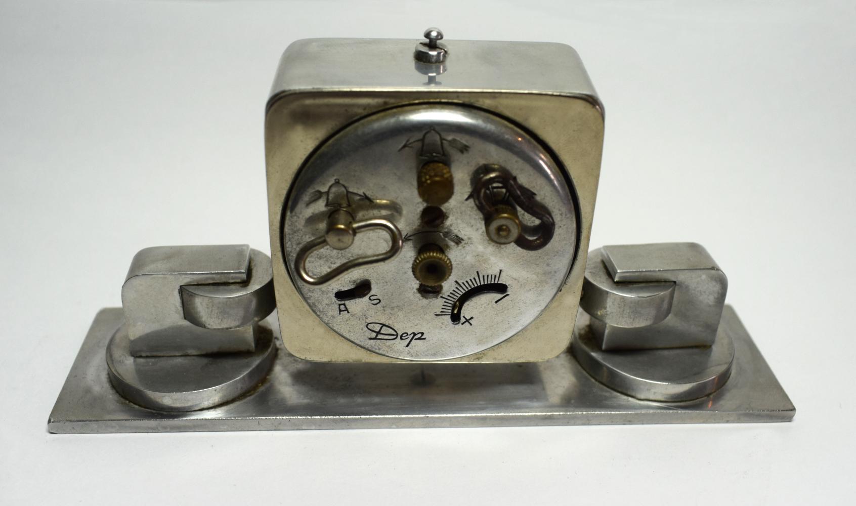 Machine Age Art Deco Alarm Clock by Dep In Excellent Condition In Devon, England