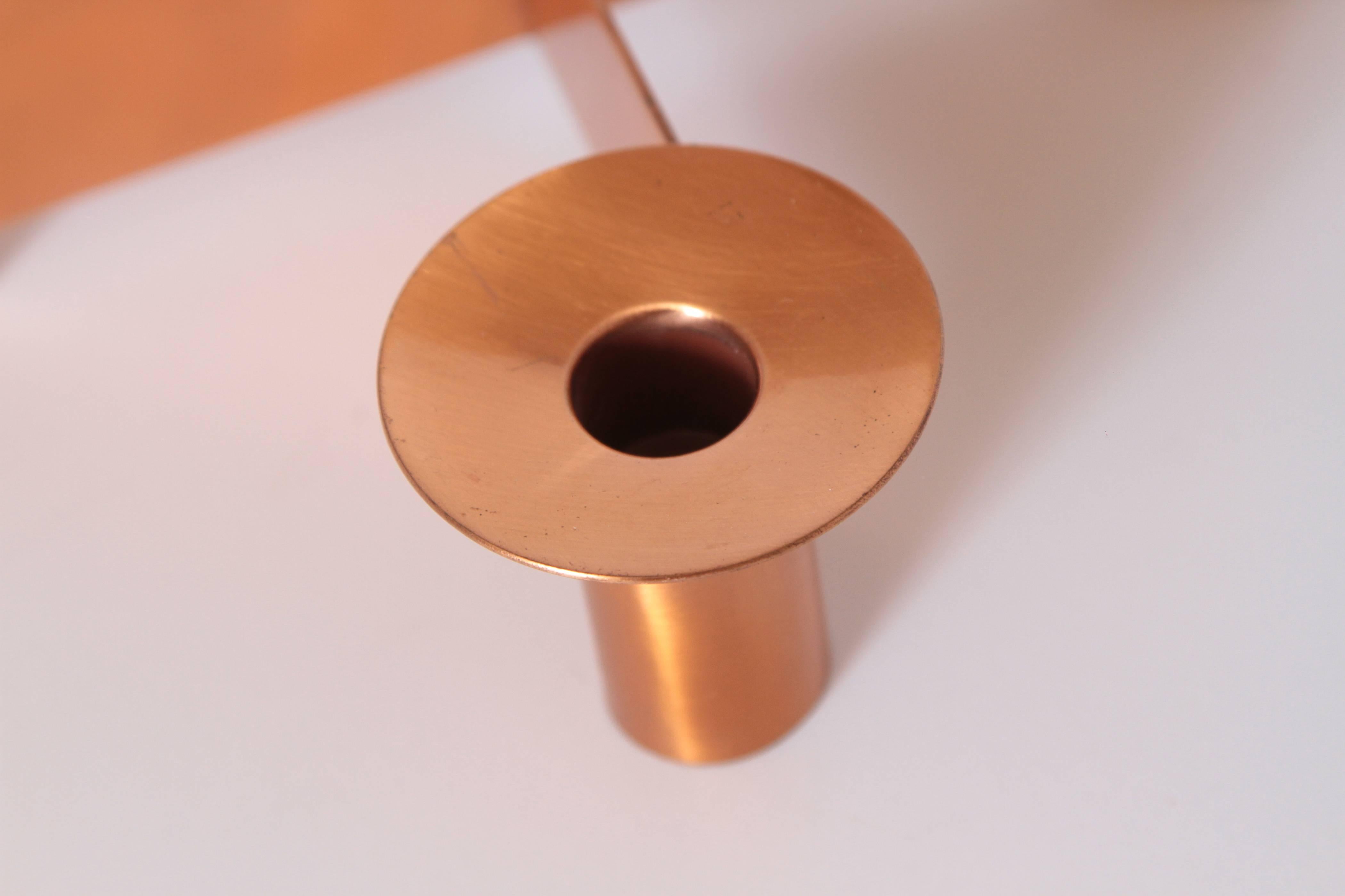Machine Age Art Deco Albert Reimann Candlepiece for Chase in Satin Copper, 1933 5