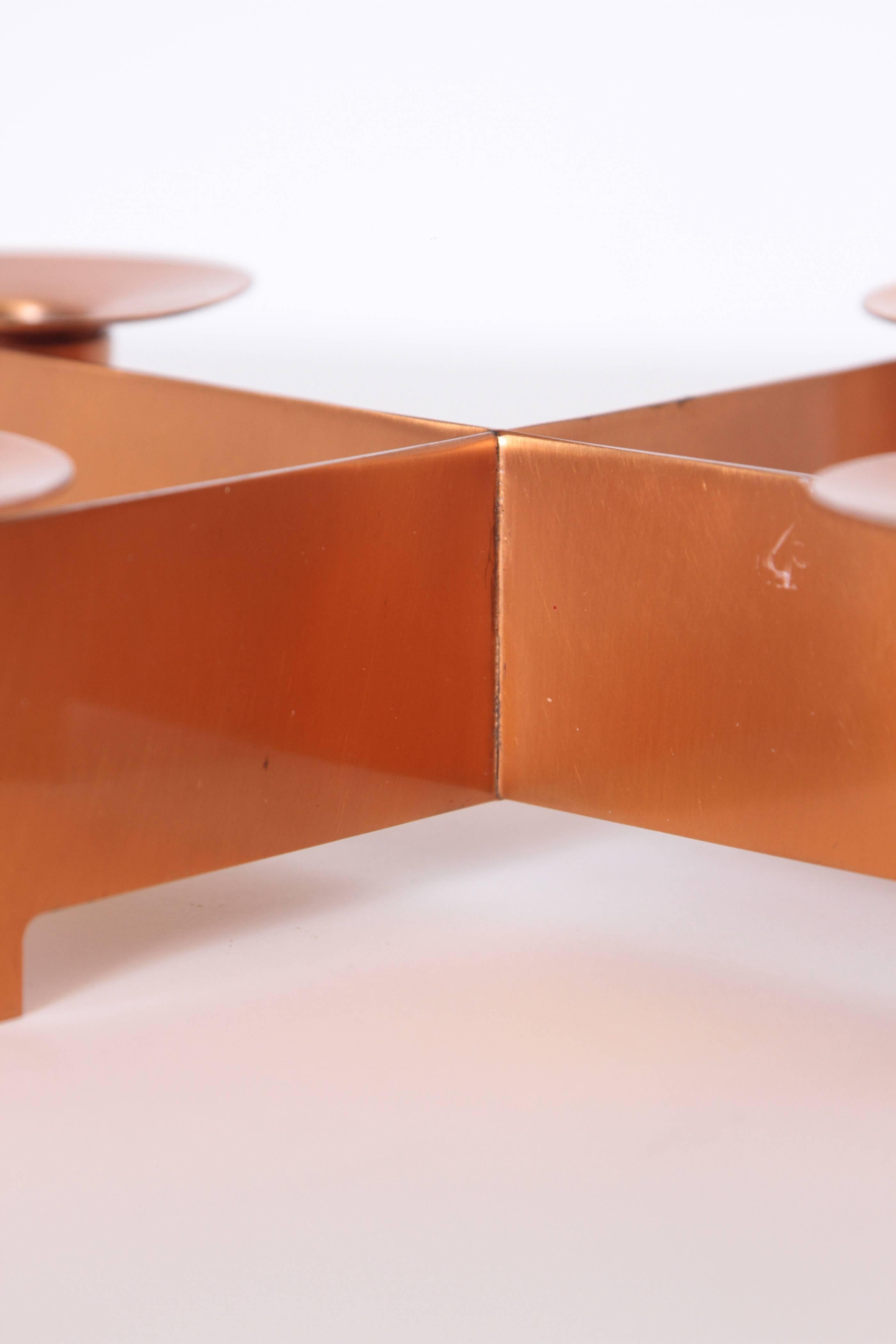 Machine Age Art Deco Albert Reimann Candlepiece for Chase in Satin Copper, 1933 1