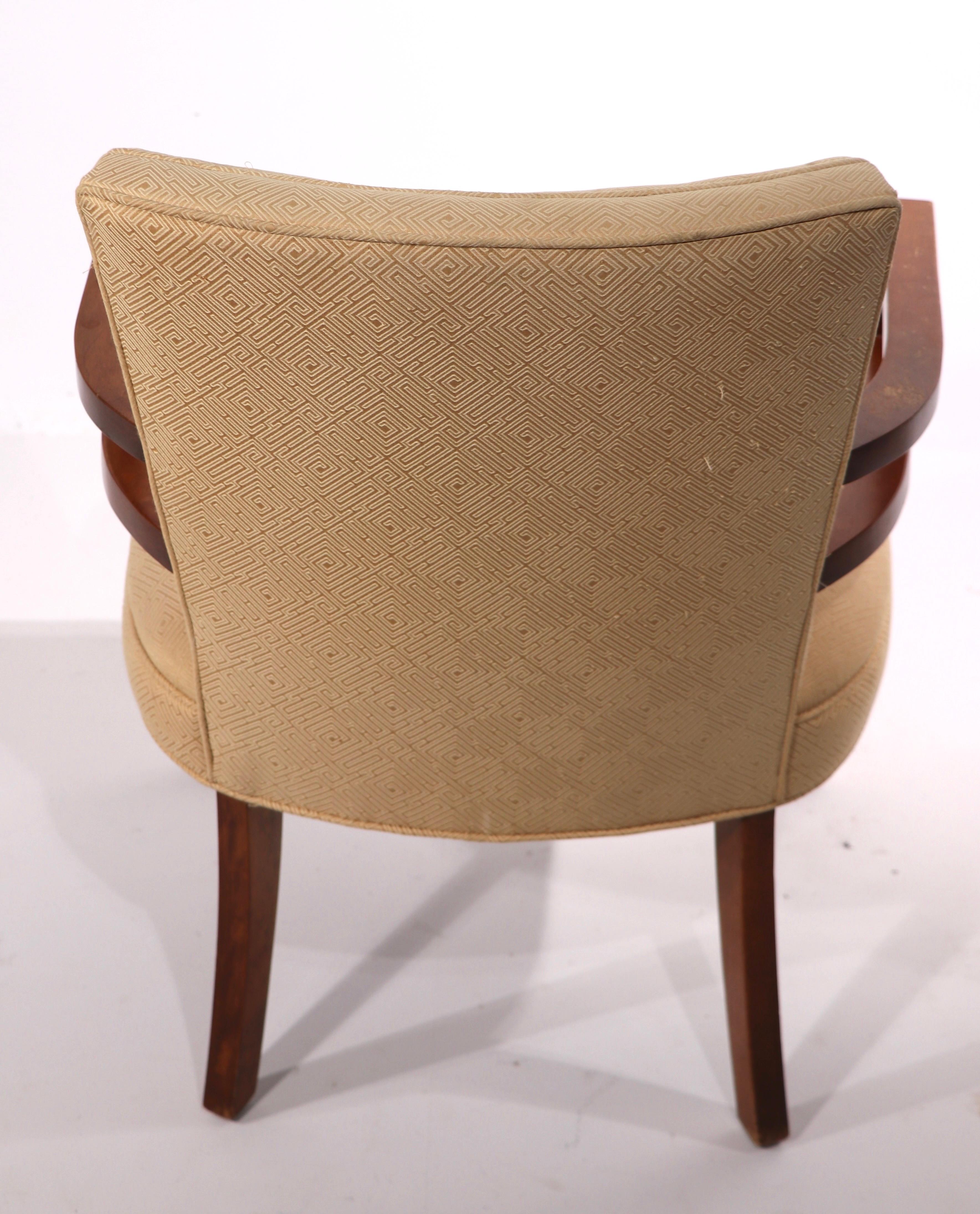 Upholstery Machine Age Art Deco Arm Chair in the Style of Gilbert Rohde For Sale
