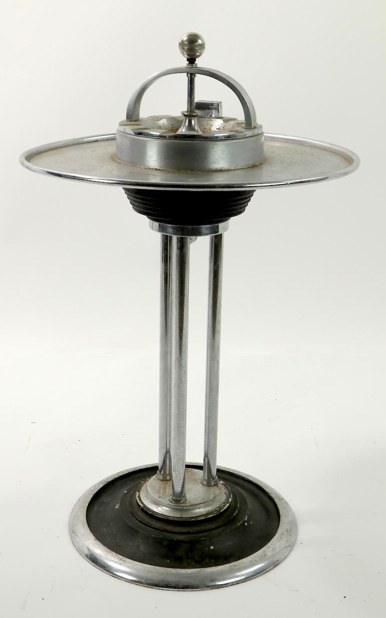 Machine Age Art Deco Ashtray Smokers Stand by W. J. Campbell for Climax In Good Condition In New York, NY