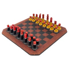 Machine Age Art Deco Bakelite Chess Set w/ Machined Alumminum Bases