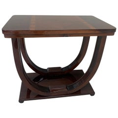 Machine Age Art Deco Burl Walnut and Zebrawood Inlaid End Table, circa 1930