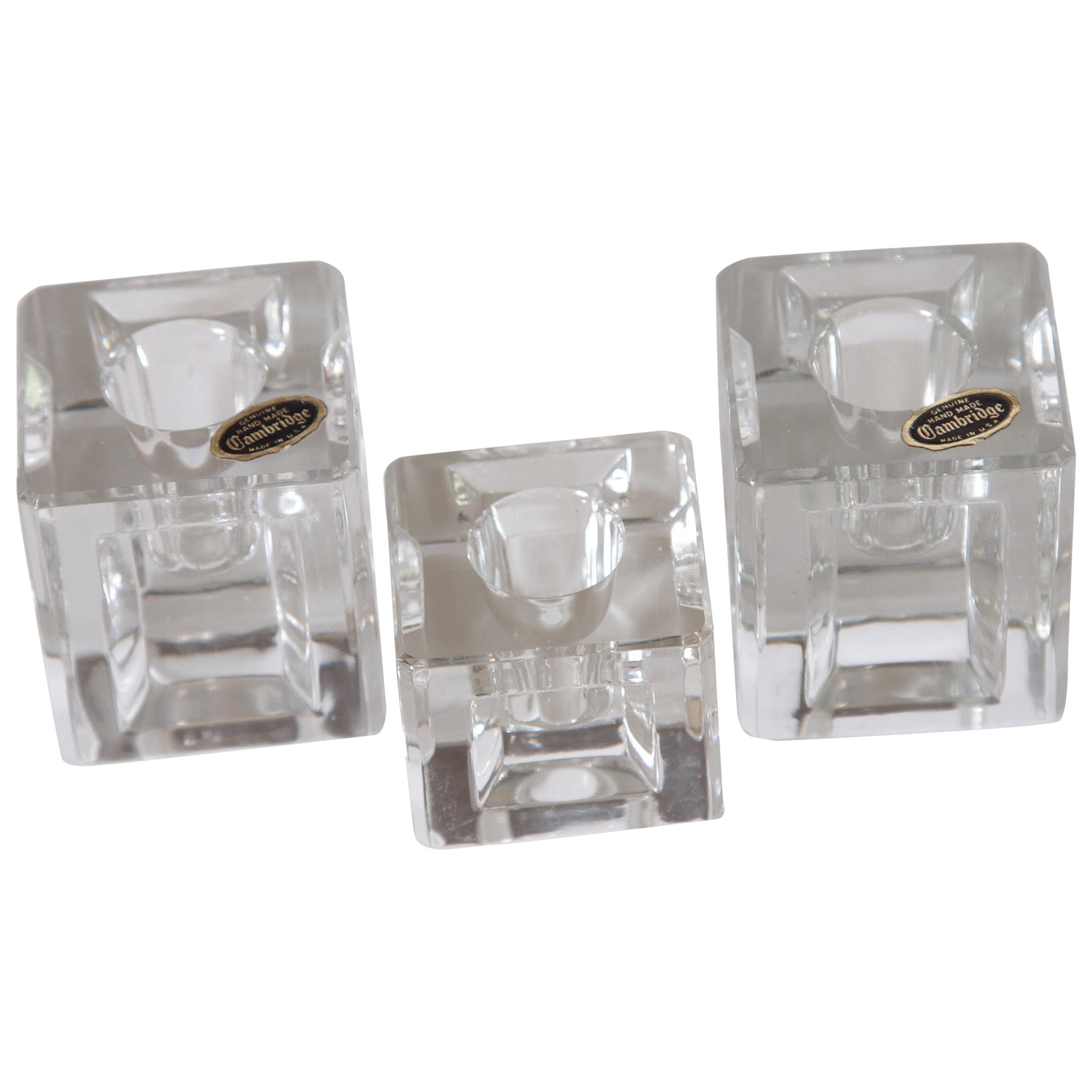 Machine Age Art Deco Cambridge Pristine Table Architecture Cubist Candlesticks For Sale